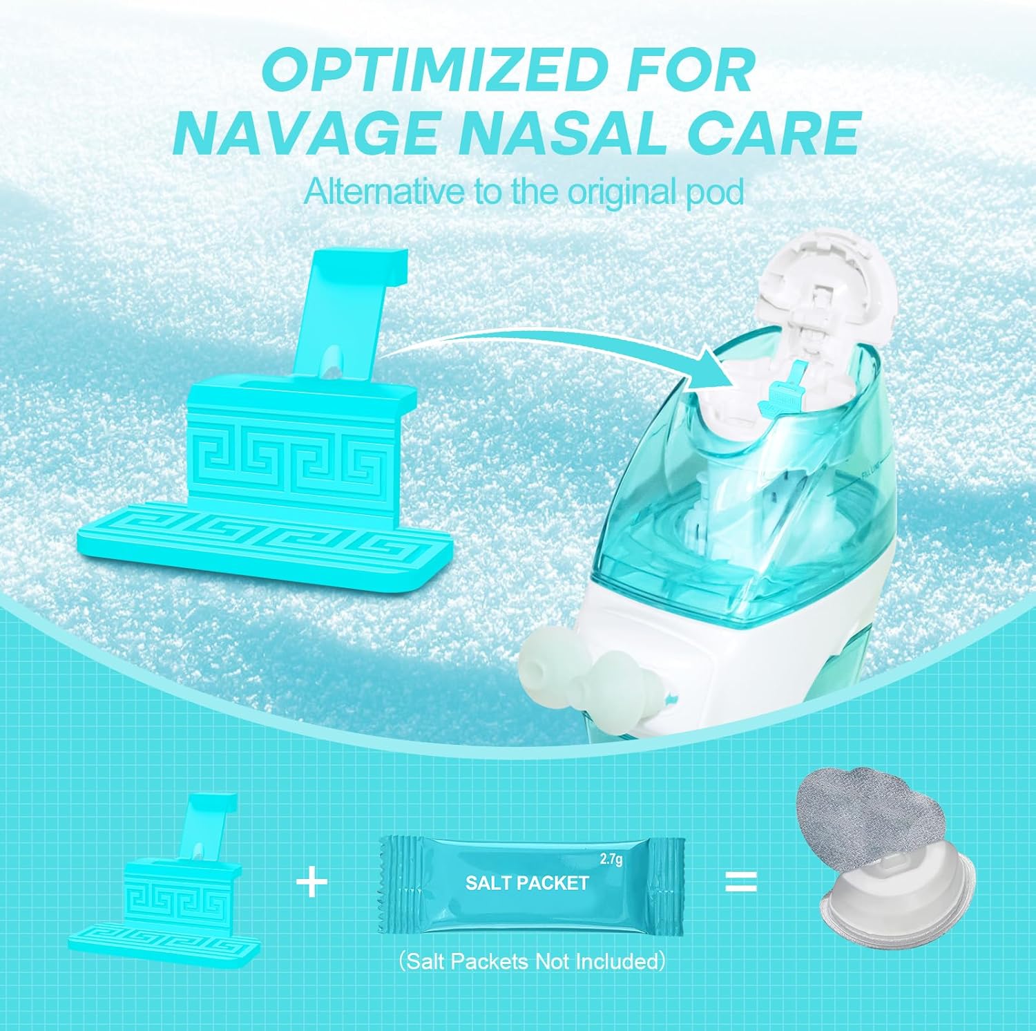 FireAnt Almohadillas de sal de silicona compatibles con Navage Nasal Care, accesorios de repuesto reutilizables de cápsulas salinas, fácil operación