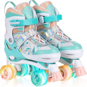 Roller Skates for Kids Girls Boys, 4 Sizes Adjustable Toddler Kids Roller Skates with Light Up Wheels for Indoor and Outdoor Roller Skates for Kids Girls Boys, 4 Sizes Adjustable Toddler Kids Roller Skates with Light Up Wheels for Indoor and Outdoor