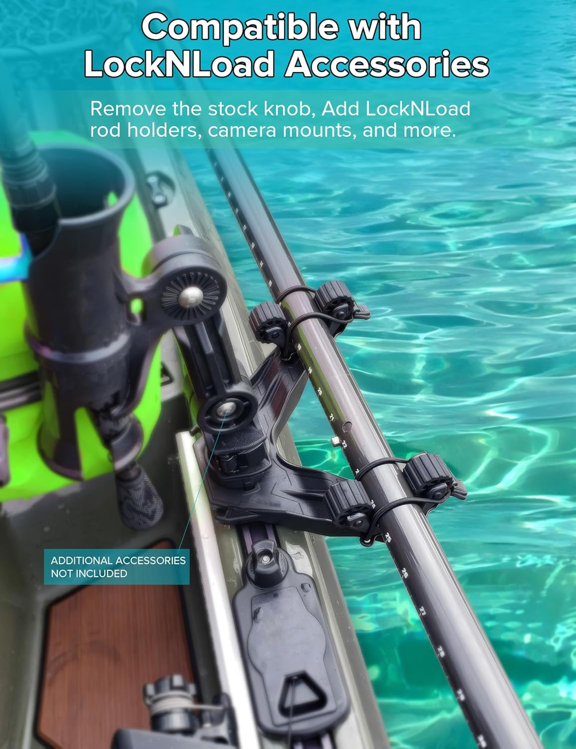 Kayak Paddle Holder, Kayak Accessories for Fishing, Dual Head Kayak Track Mount Accessories, Offset Paddle Holder for Kayaking, Kayak Rail