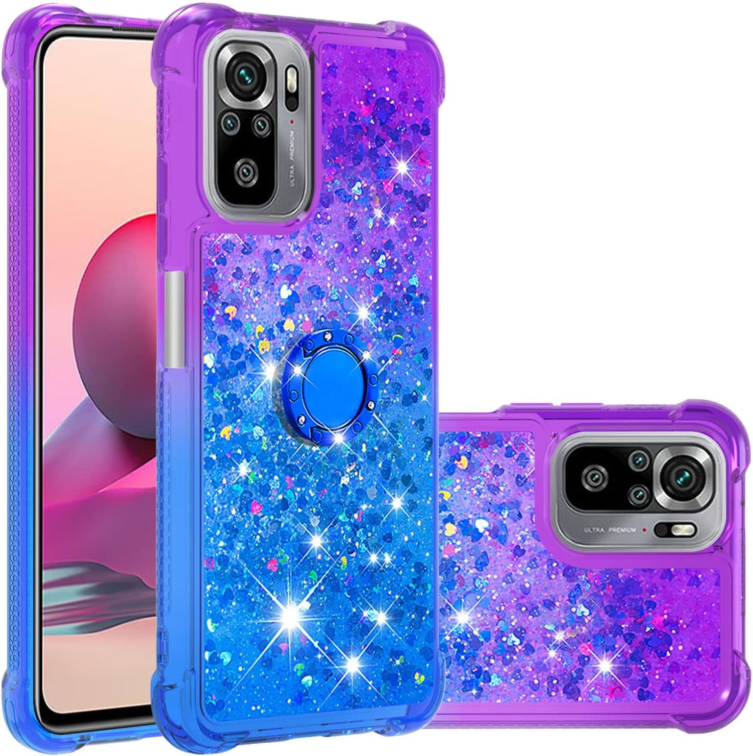 Funda para Redmi Note 10 4G, funda para Redmi Note 10S, brillante efecto arenas movedizas, carcasa protectora de TPU con cuatro esquinas para Redmi