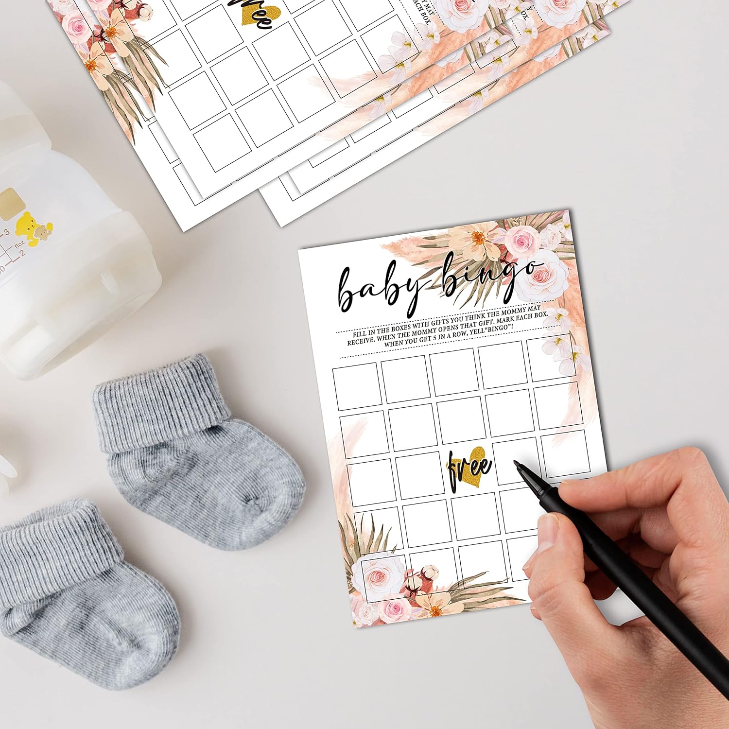 ISOVF 30 juegos de baby shower florales bohemios con 1 tarjeta de respuesta (5 x 7 pulgadas), 2 juegos de doble cara – Oh Baby True o False & Baby