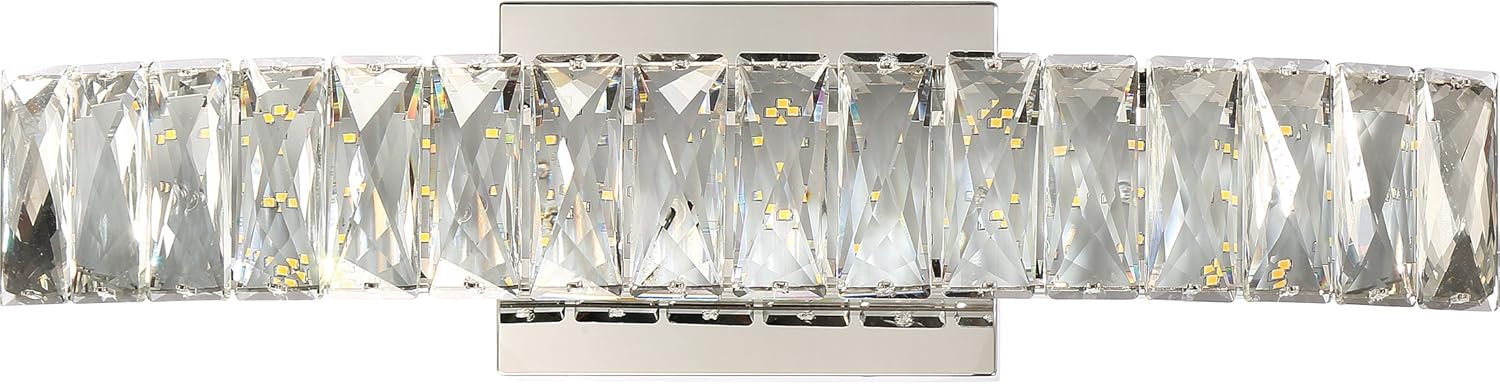 Quoizel PCGA8519C Gala – Iluminación de baño de cristal, 1 luz, LED de 12 vatios, cromo pulido (5 pulgadas de alto x 19 pulgadas de ancho)