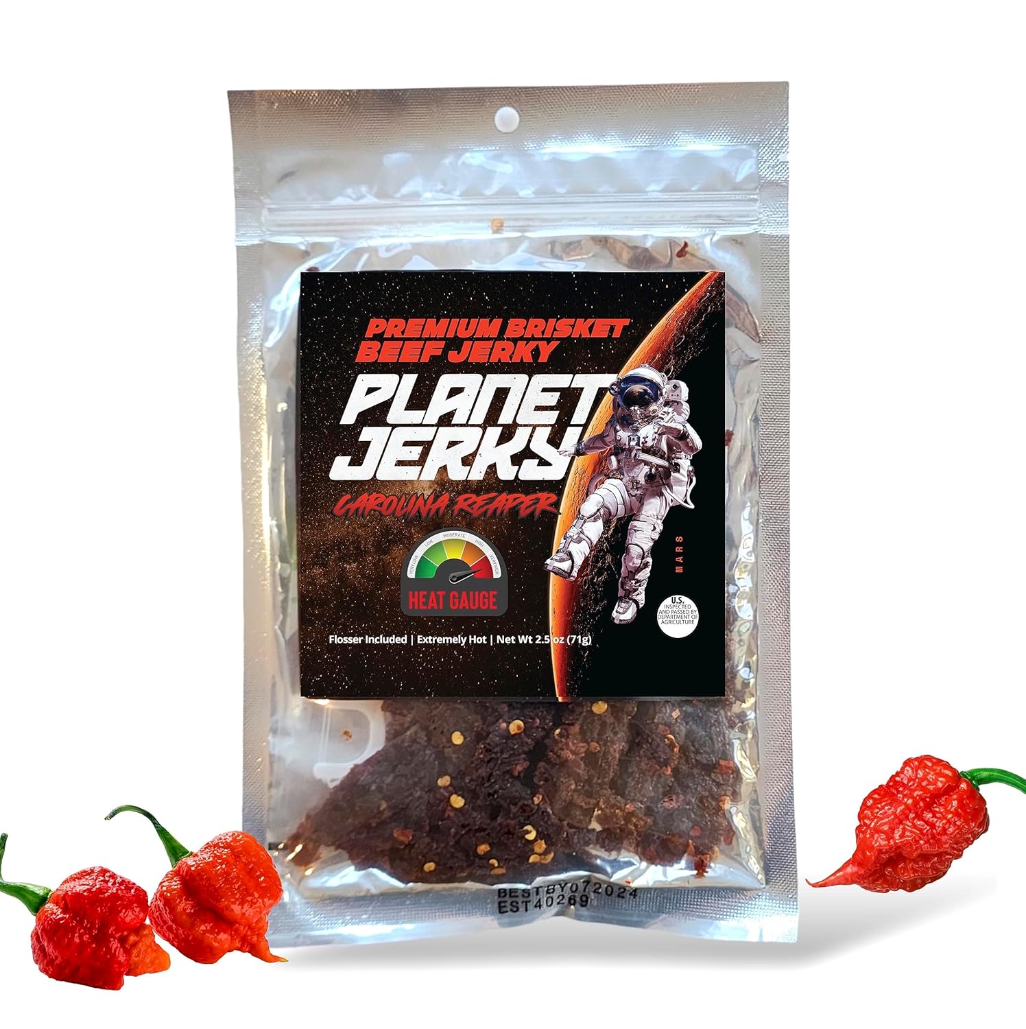 Planet Jerky – Cecina de carne seca de primera calidad con pechuga pequeña, sin gluten, sin MSG añadido, 2.5 onzas, tiras sólidas hechas a mano,