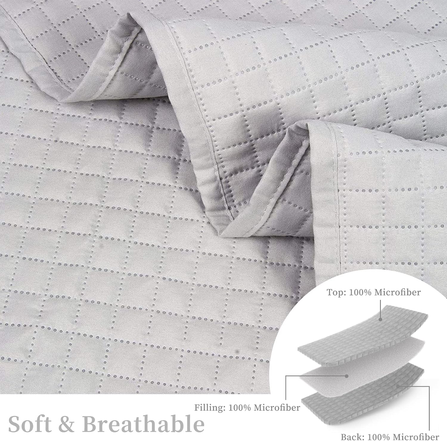 HollyHOME – Colcha de cama acolchada pinsonic con diseño de cuadros súper suave, para cama individual