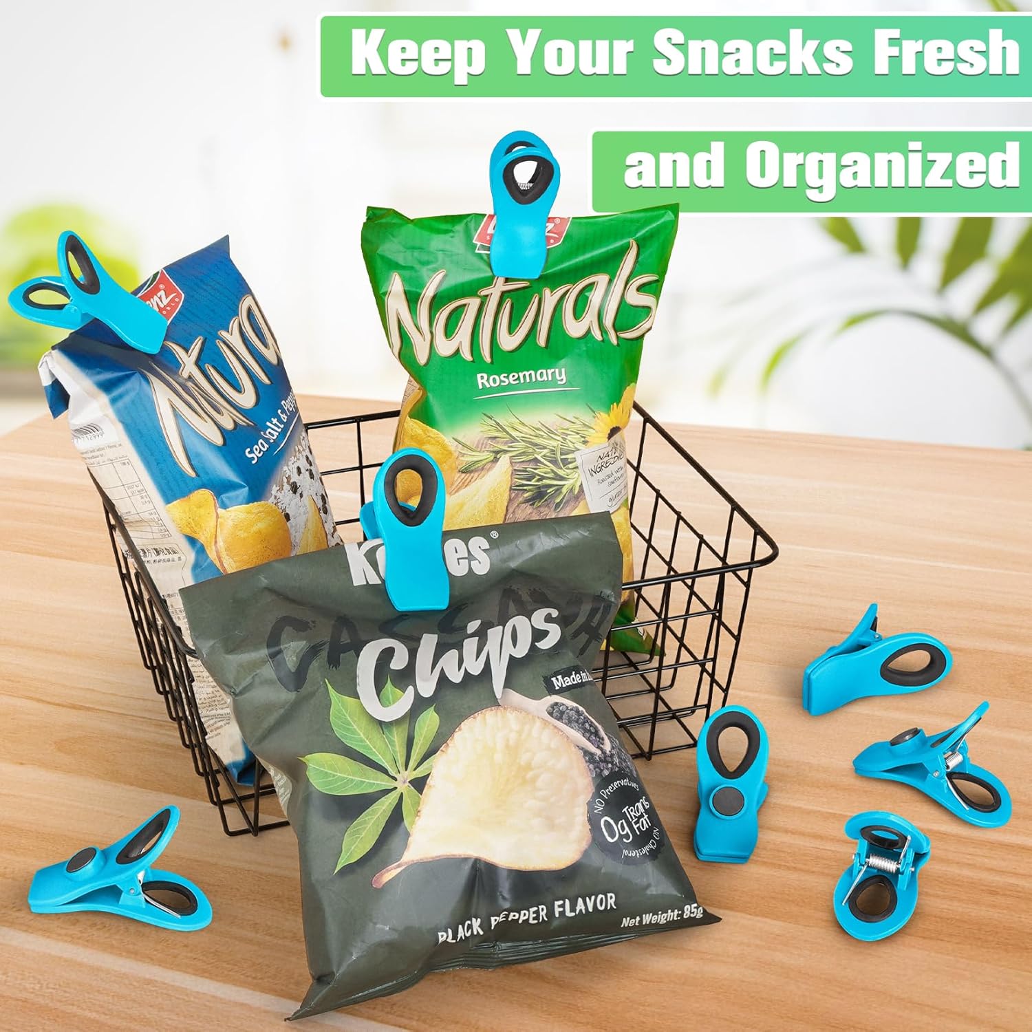 VNDUEEY Paquete de 12 clips magnéticos para bolsas, clips para bolsas de alimentos para paquetes de alimentos, clips para bolsas de plástico para