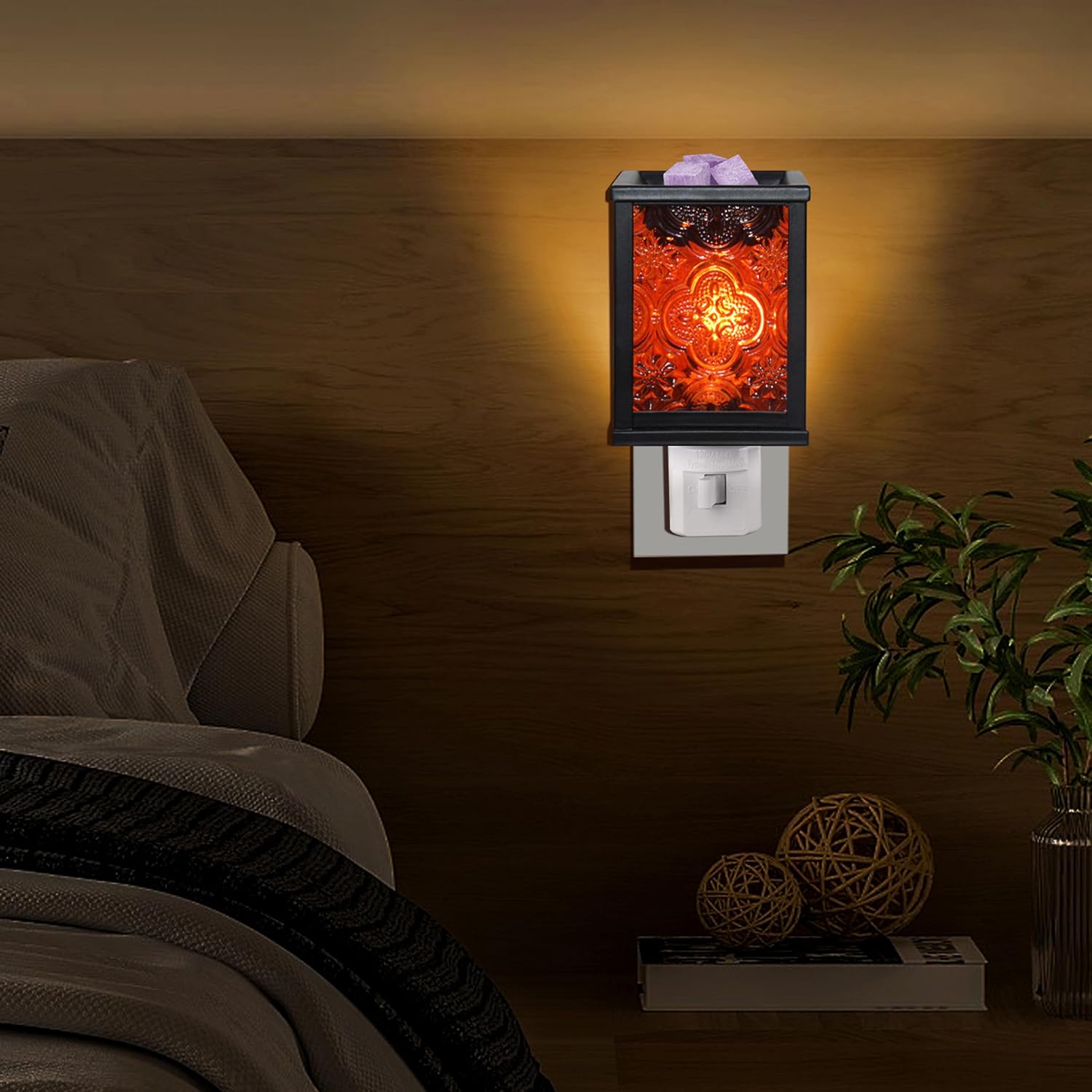 CVHOMEDECO. Calentador eléctrico marroquí de cera derretida, calentador de velas decorativo para velas perfumadas, cera derretida, tartas y aceites