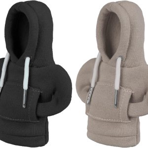 2 fundas para pomo de palanca de cambios de automóvil, color negro y gris, sudadera con capucha, suéter, accesorios interiores automotrices, ajuste 2 fundas para pomo de palanca de cambios de automóvil, color negro y gris, sudadera con capucha, suéter, accesorios interiores automotrices, ajuste
