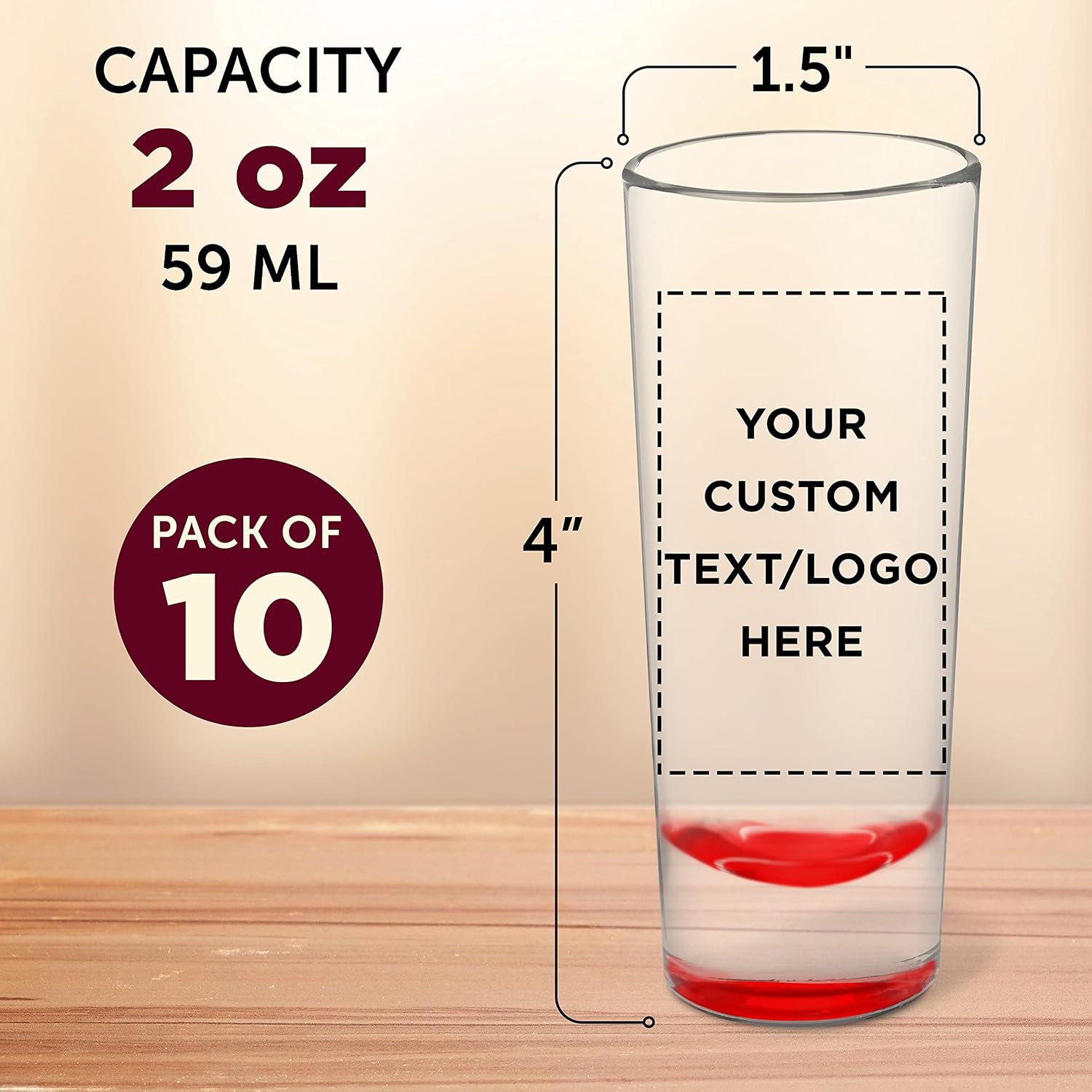 Juego de 10 vasos de chupito personalizados Cordial Shooter de 2 onzas, paquete personalizado a granel, ideal para cumpleaños, fiestas, eventos en