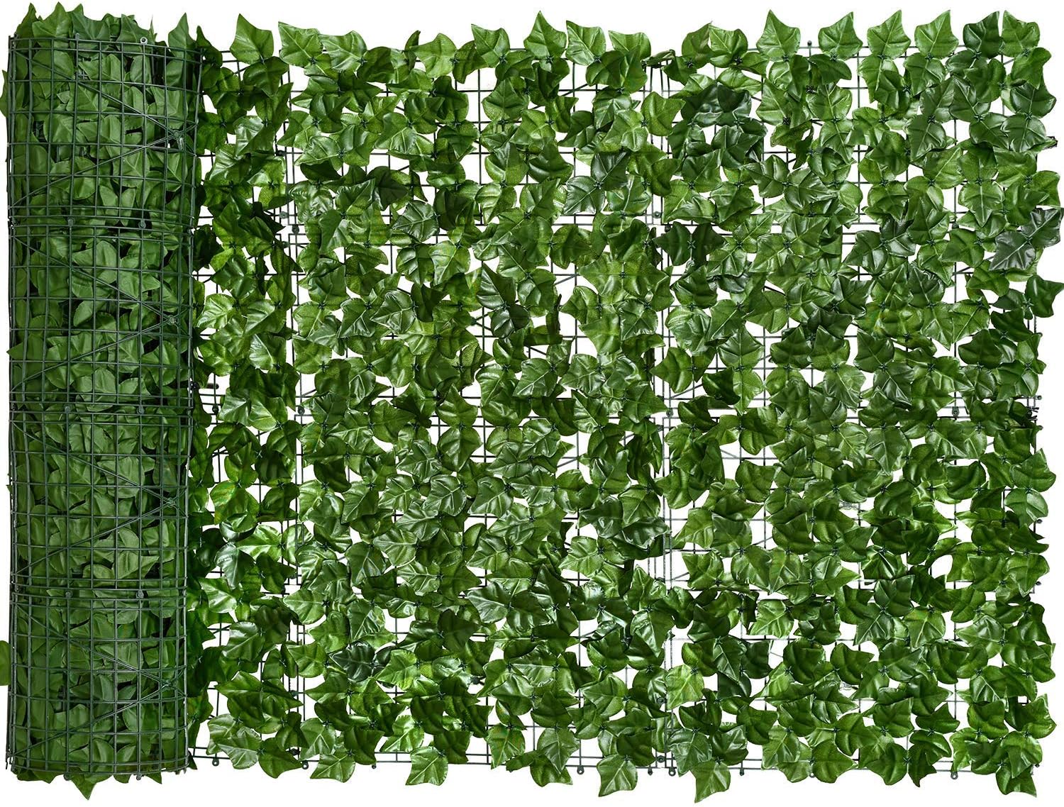 DearHouse Rejilla de pared para valla de privacidad de hiedra artificial, 98.4 x 39.4 pulgadas, valla de setos artificiales y decoración de hojas de