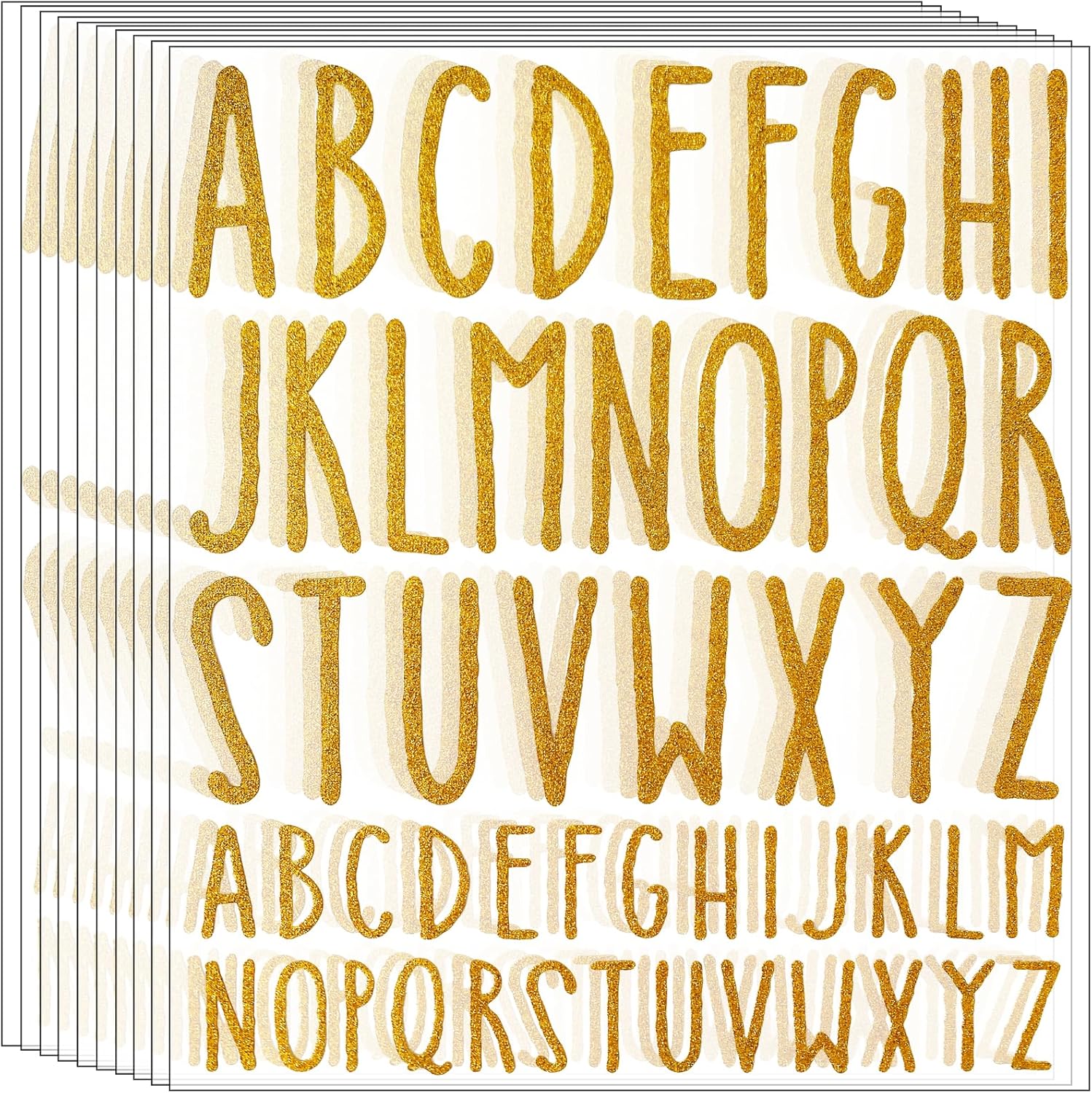 Calcomanías de letra, 10 hojas de letras autoadhesivas, letras adhesivas del alfabeto mayúscula, letras para manualidades (dorado, 1 pulgada, 2