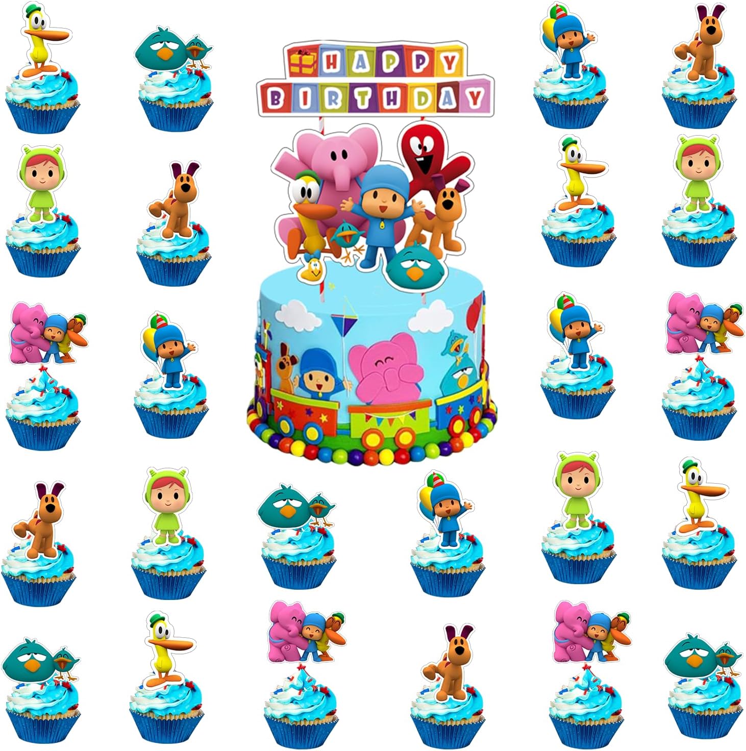 Poc_yo – Decoración para cupcakes, 25 piezas de decoración de cumpleaños con temática de Poc_yo, suministros de fiesta de cumpleaños, decoraciones