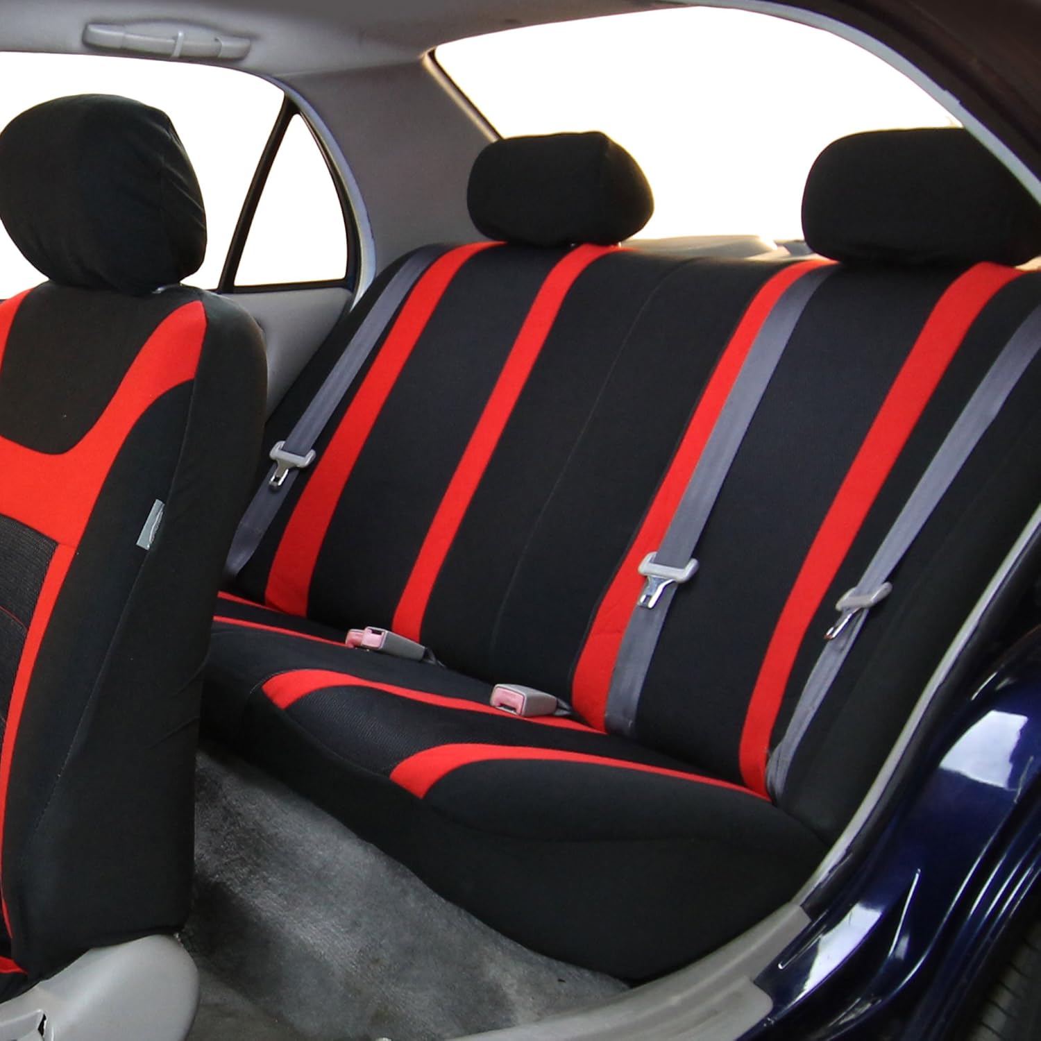 FH GROUP FH-FB070115+FH2033, protectores de asiento de auto deportivos, compatibles con bolsa de aire y bancos con separación con protector de