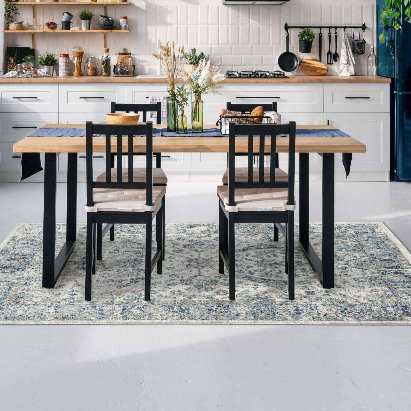 LUXE WEAVERS Euston Collection 8060 – Alfombra oriental moderna color marfil (5 x 7 pulgadas)