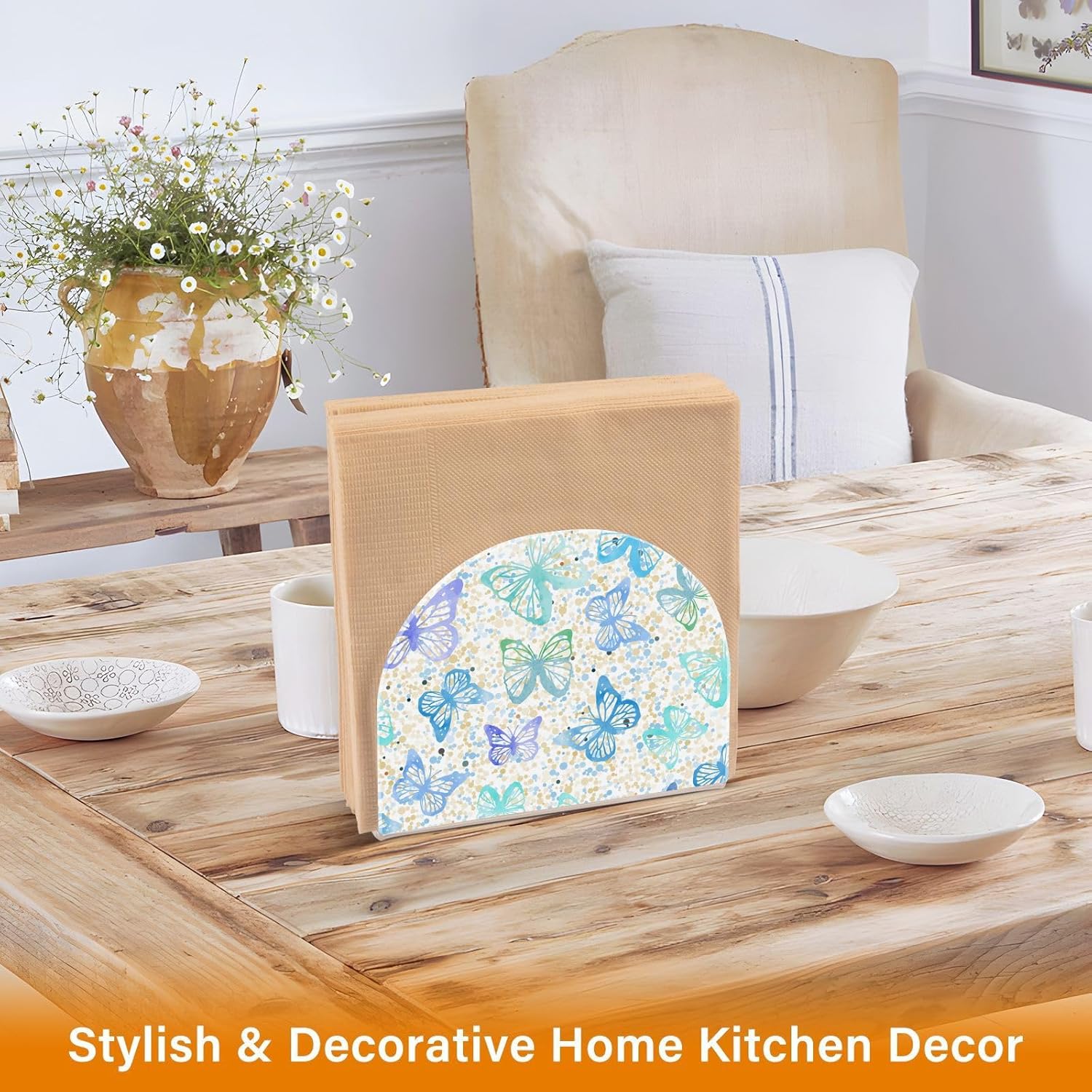 Napkin Holder Butterfly Dots Napkin Holders for Tables, Clear Acrylic Napkin Holders Cocktail Napkin Holder for Kitchen Restaurant Bar Home Decor 2