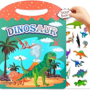 Libro de calcomanías reutilizables para niños, libros de actividades de aprendizaje de dinosaurios, libro silencioso de gelatina para escuela, Libro de calcomanías reutilizables para niños, libros de actividades de aprendizaje de dinosaurios, libro silencioso de gelatina para escuela,