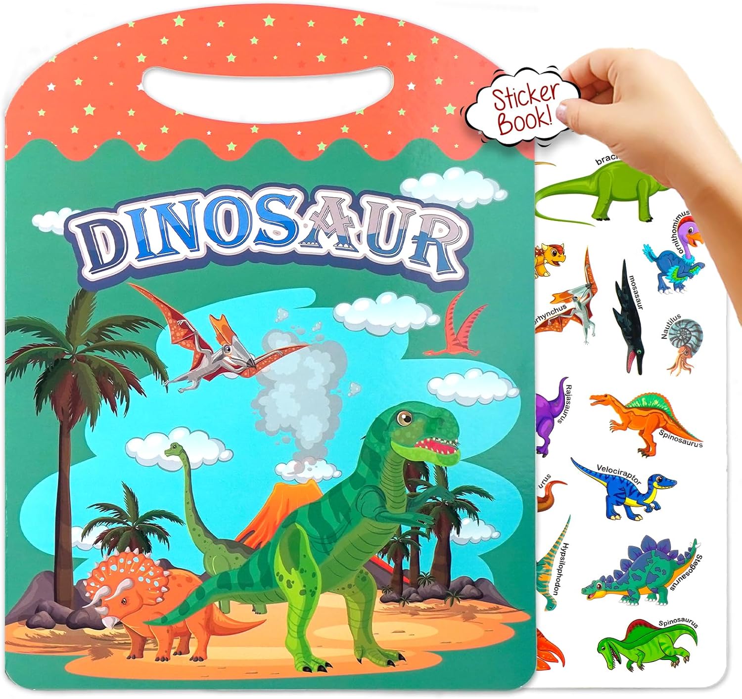 Libro de calcomanías reutilizables para niños, libros de actividades de aprendizaje de dinosaurios, libro silencioso de gelatina para escuela,
