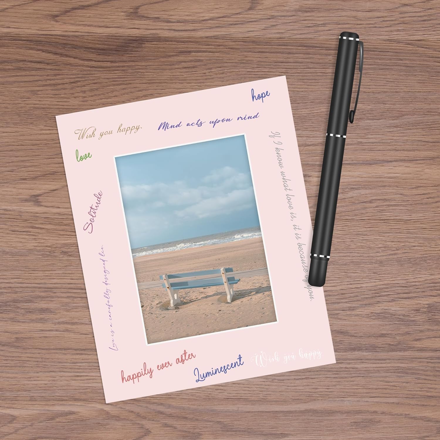 Juego de 20 cartulinas para fotos de 8 x 10 de colores mixtos, con corte biselado en blanco para fotos de 5 x 7