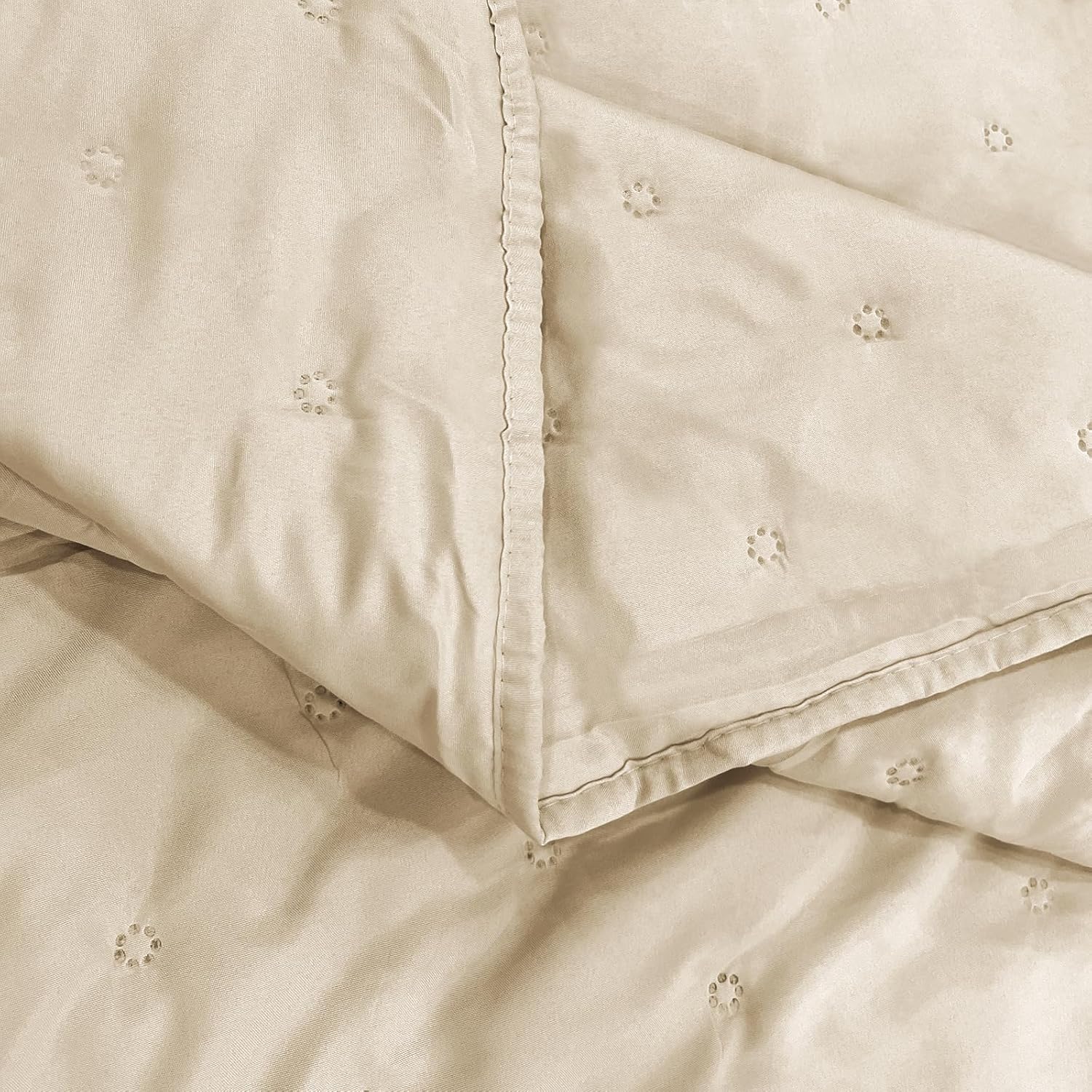Juego de edredones reversibles tamaño Queen, edredón beige de 3 piezas con fundas de almohada, colcha de microfibra con patrón de puntos, colcha