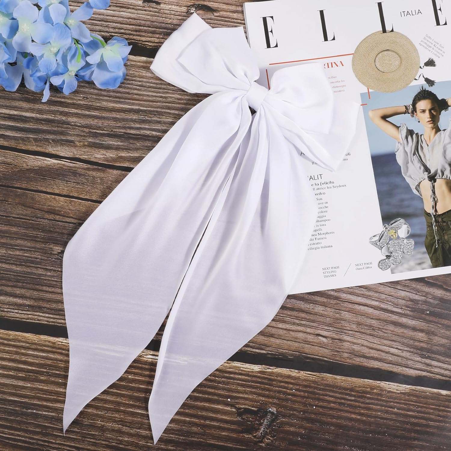 WLLHYF Pasadores grandes de satén sedoso de cola larga con lazo francés, pinzas de metal, accesorios para mujeres y niñas, boda, fiesta de cumpleaños