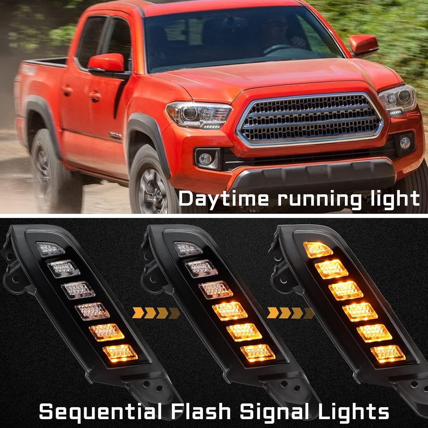 Switchback – Faro delantero LED blanco y ámbar para faros delanteros de circulación diurna secuencial ámbar función de señal de giro compatible con