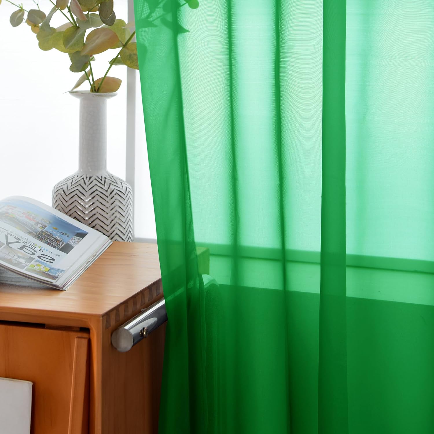 2 paneles de cortinas de gasa transparentes con bolsillo para barra, color blanco, beige, negro, gris, café, 52 pulgadas de ancho y 84 pulgadas de