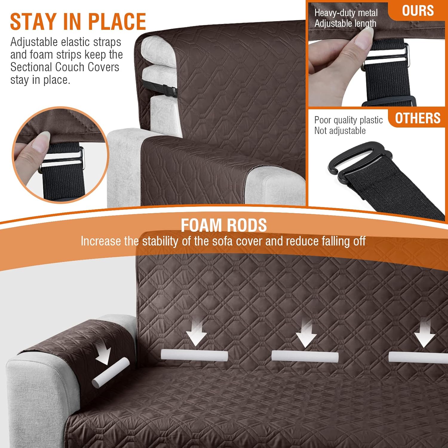Fundas de sofá modular, 100% impermeables, en forma de L, 3 piezas, reversible, para sofá seccional, muebles, funda protectora para mascotas,