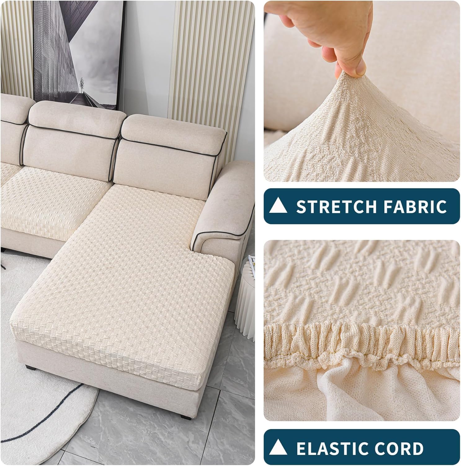 LUFEIJIASHI Fundas impermeables para sofá modular en forma de L, fundas de cojín para sofá seccional, fundas elásticas para sofá seccional,