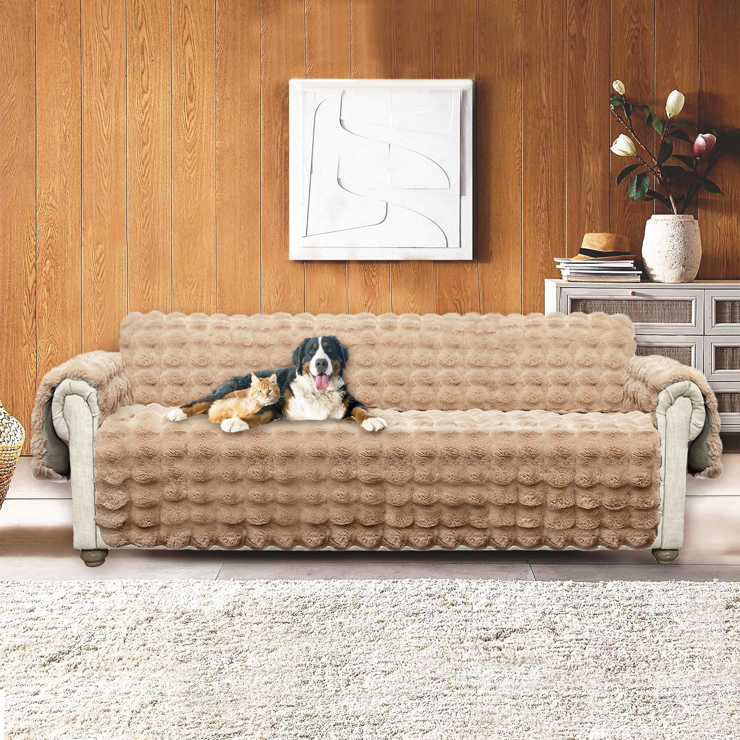 Funda impermeable fácil de instalar, funda acolchada para sofá y muebles, protector avanzado antideslizante para muebles, niños, perros, gatos