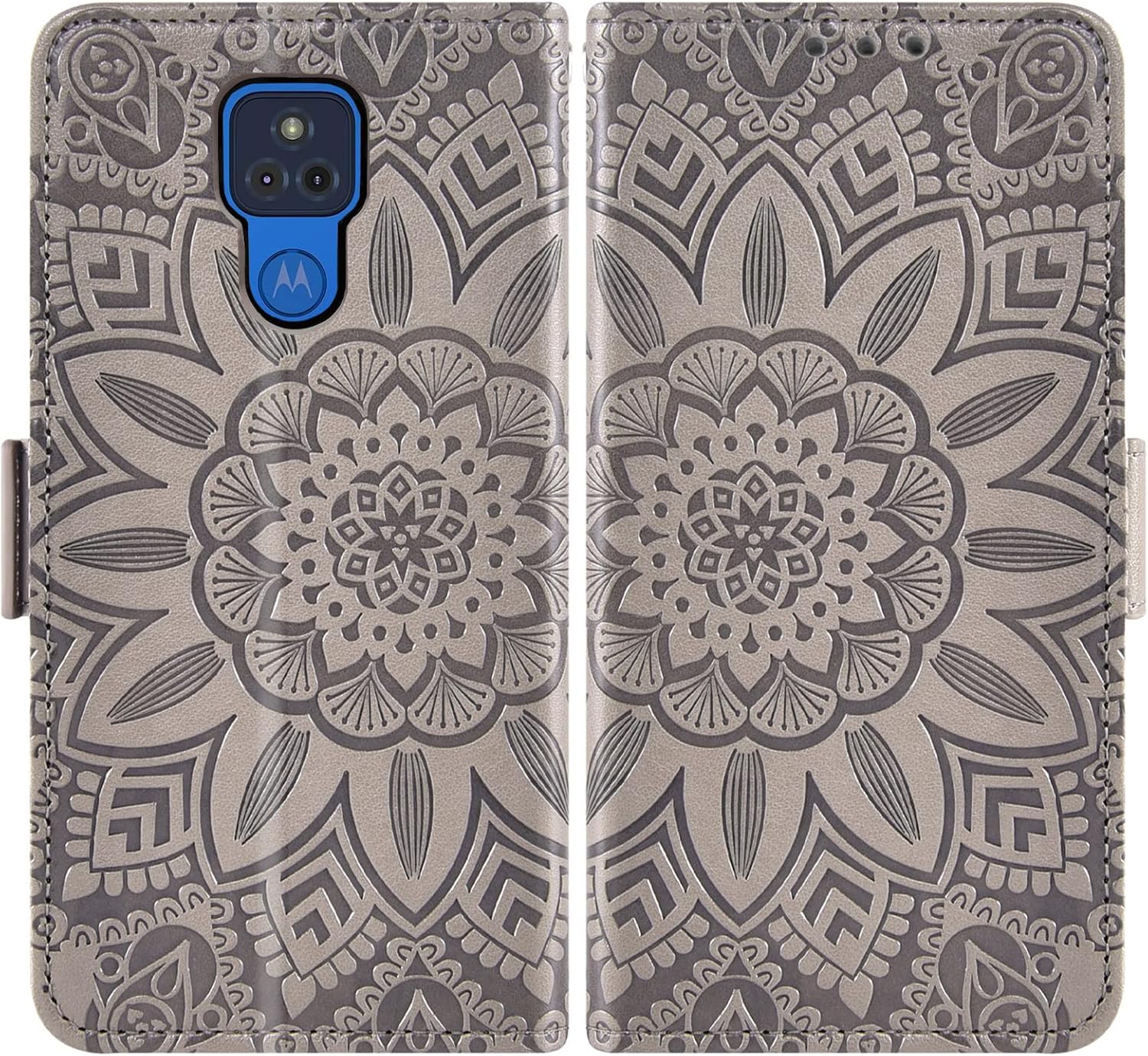 Asuwish Funda de teléfono para Moto G Play 2021 con protector de pantalla de vidrio templado y cartera de cuero con diseño de flores, soporte para