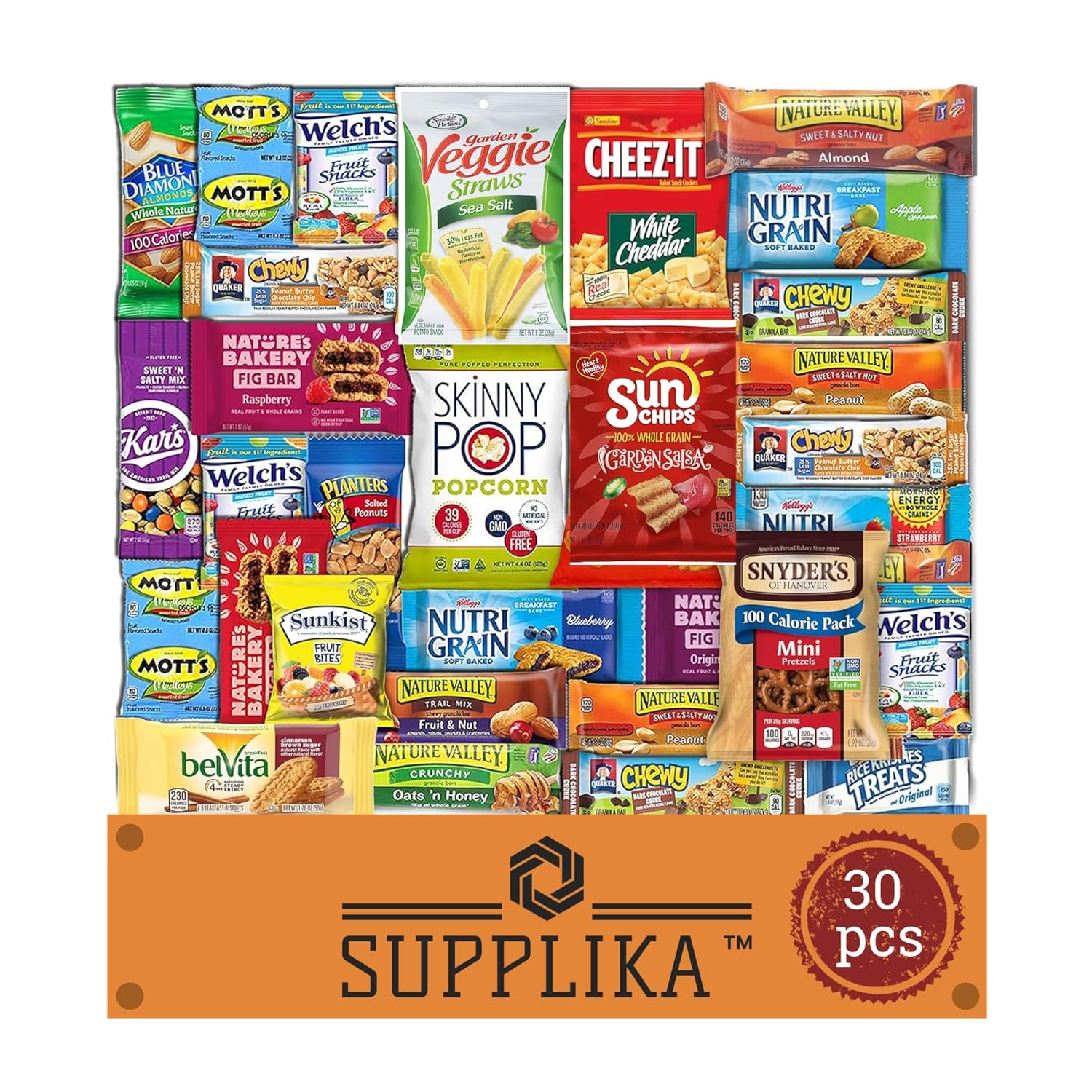Supplika Paquete de cuidado de aperitivos saludables, paquete variado Grab and Go (30 unidades) Descubre un mundo entero de bocadillos saludables