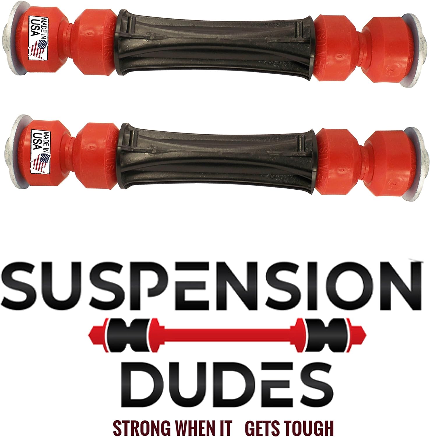 Suspension Dudes Kit de 4 eslabones estabilizadores de barra estabilizadora delantera + kit de buje extremo rojo código compatible con Escalade,