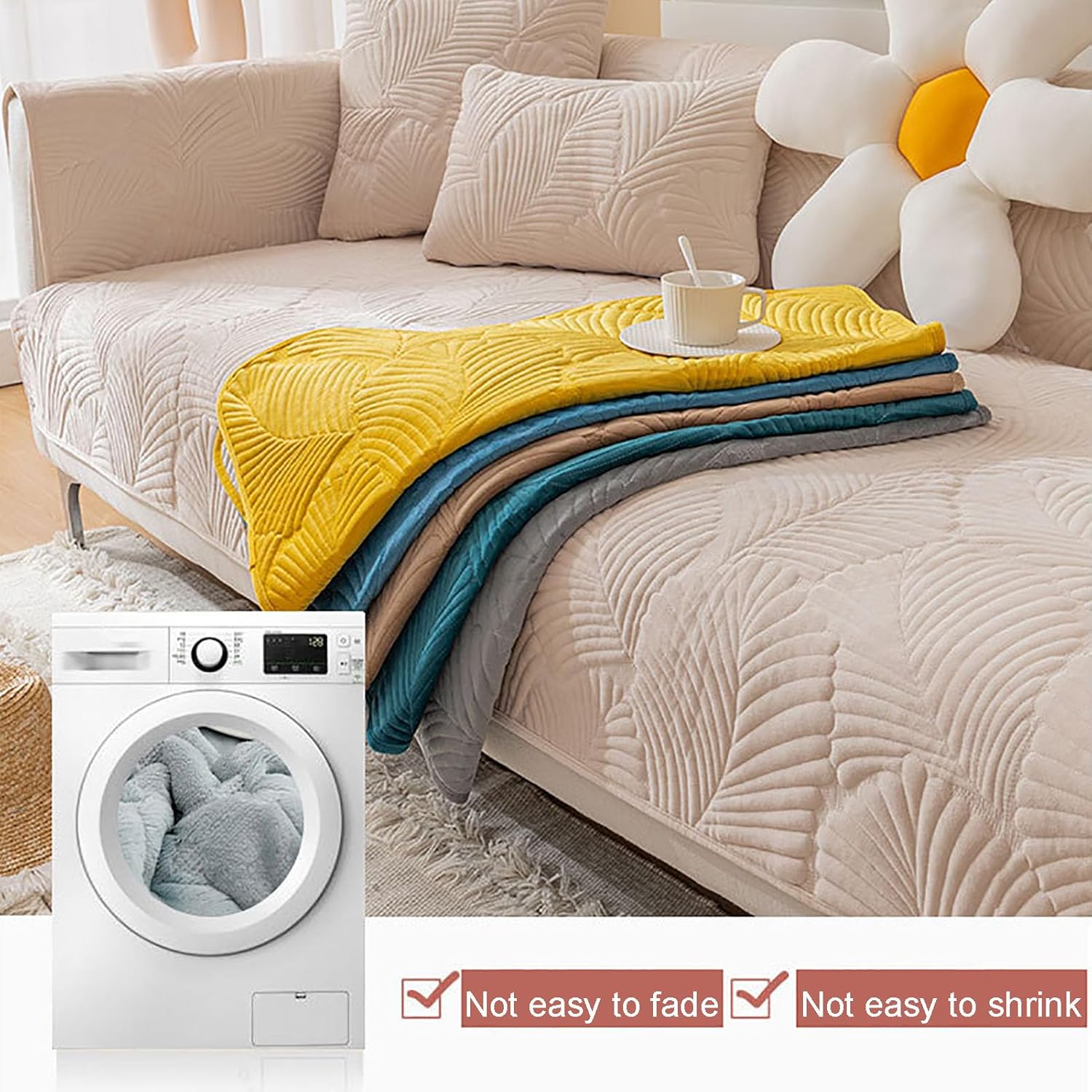 Toalla de sofá de terciopelo, funda gruesa acolchada de felpa para sofá, protectores universales de muebles de color sólido, funda de sofá modular