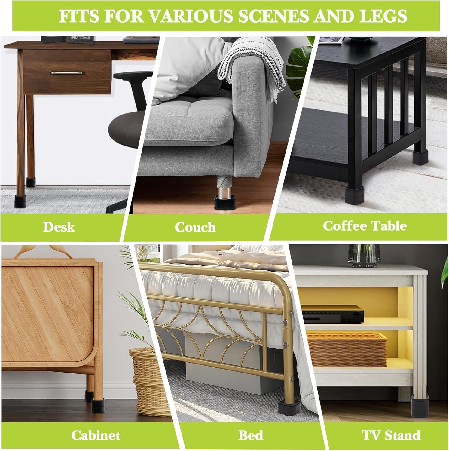 Yookwutar Paquete de 4 elevadores de muebles de 1 pulgada, elevadores de cama ajustables resistentes para mesa, escritorio, sofá, gabinete, patas de