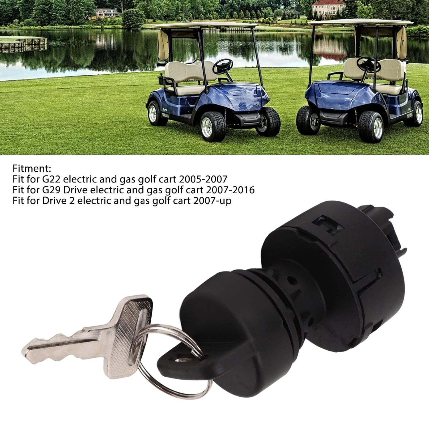Interruptor de encendido para carrito de golf, interruptor de llave de encendido JW1 H2510 00, conjunto de interruptor de encendido con 2 llaves