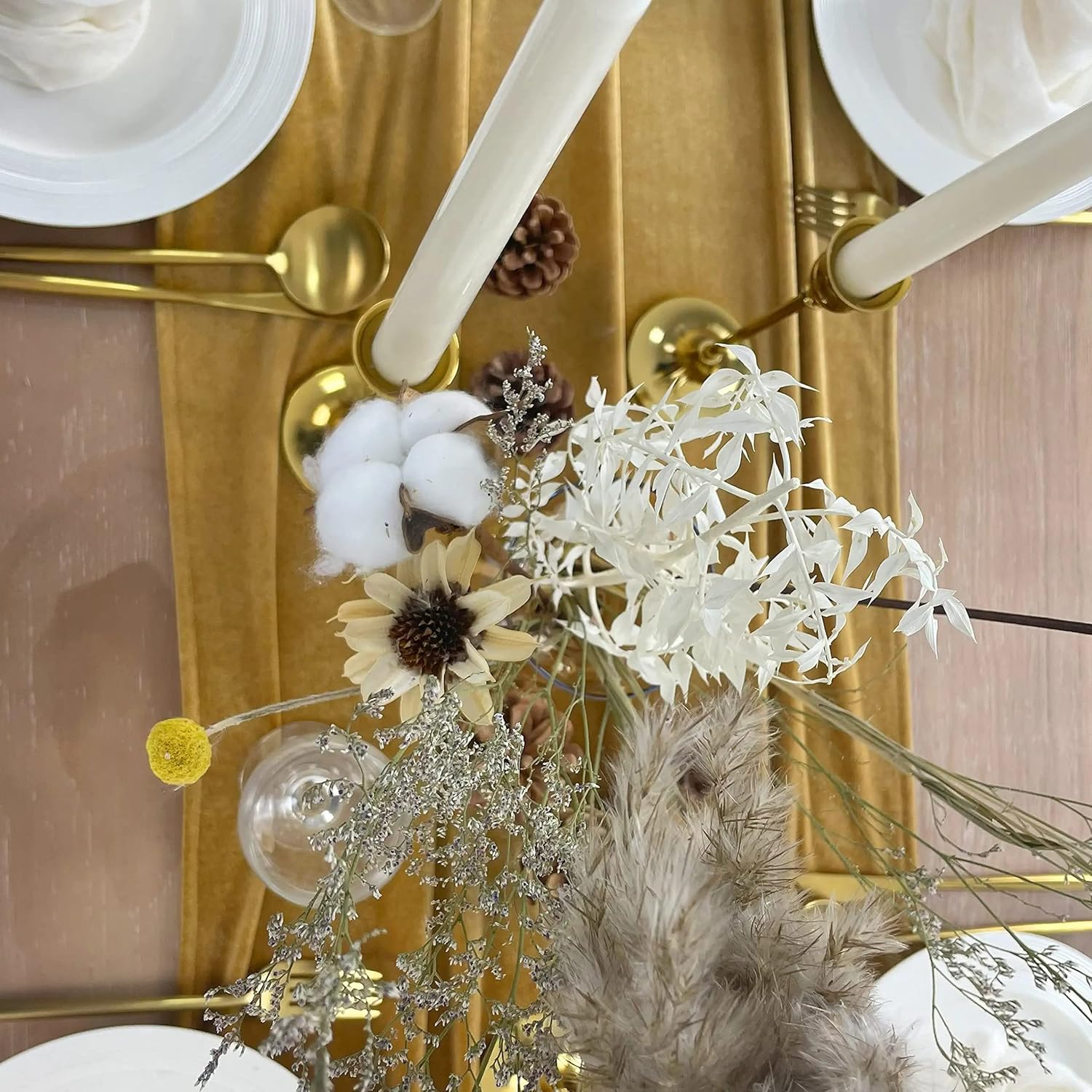 Camino de mesa de terciopelo, paquete de 5 lujosas decoraciones de recepción de boda, tela de terciopelo suave, superposición de lino para fiesta