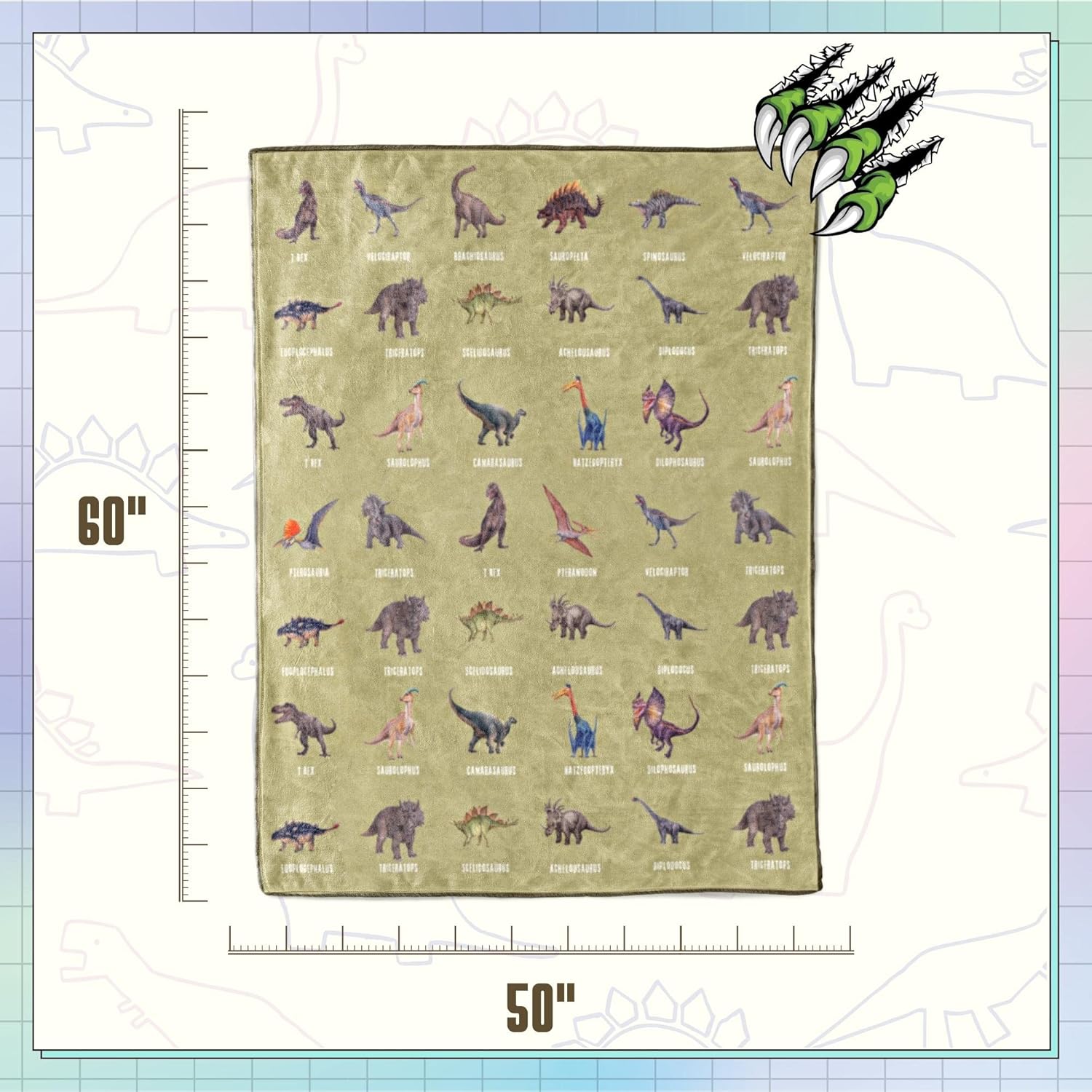 Manta de dinosaurio para niños y adultos, bonita manta de forro polar verde salvia para niños pequeños y niñas, manta suave y cálida de dinosaurio