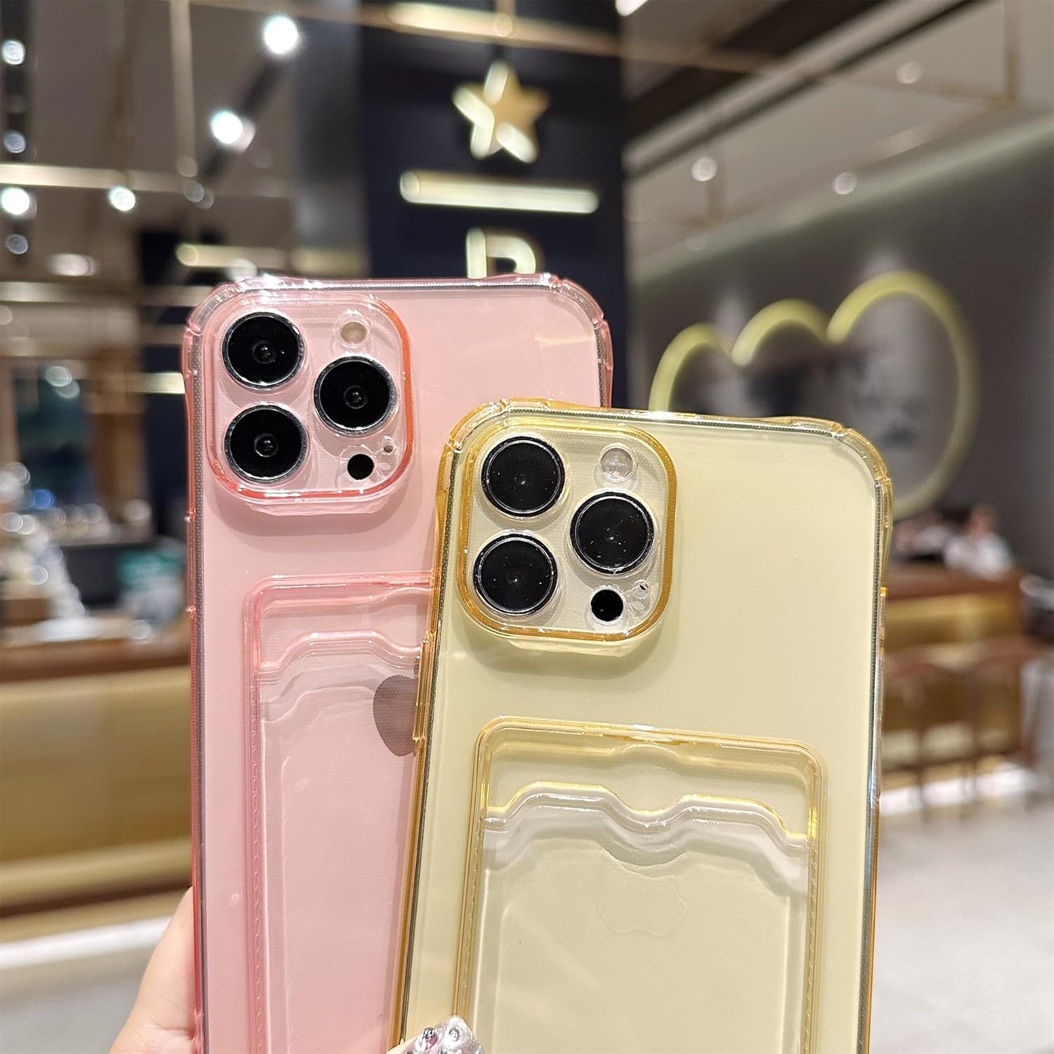 ADCOOG Funda compatible con iPhone 13 Pro, funda protectora transparente con ranura para tarjetas, ajuste delgado, de poliuretano termoplástico