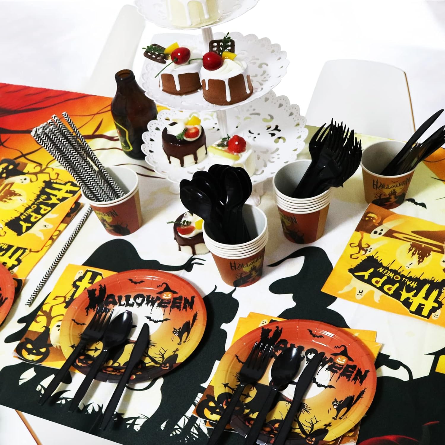 Suministros de fiesta de Halloween, decoraciones de fiesta de Halloween, platos de fiesta de Halloween, servilletas y juegos de tazas para fiesta de