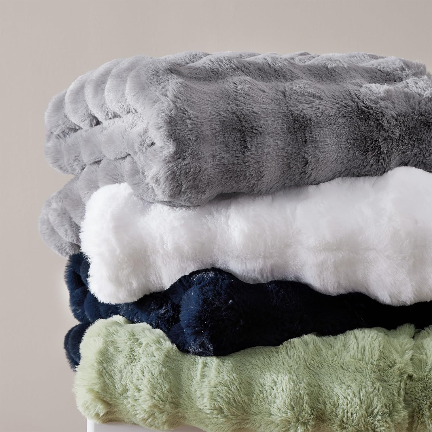 CozyBloom Manta de piel sintética suave de lujo para sofá, manta decorativa y acogedora de felpa larga y esponjosa, manta peluda de forro polar gris