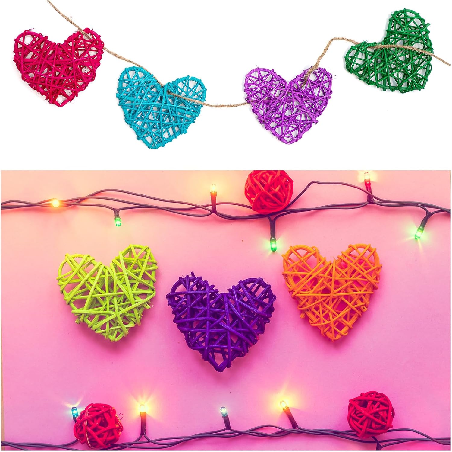 MECCANIXITY 20 piezas de jarrón de ratán en forma de corazón, relleno de ratán natural para decoración del día de San Valentín, boda, decoración del