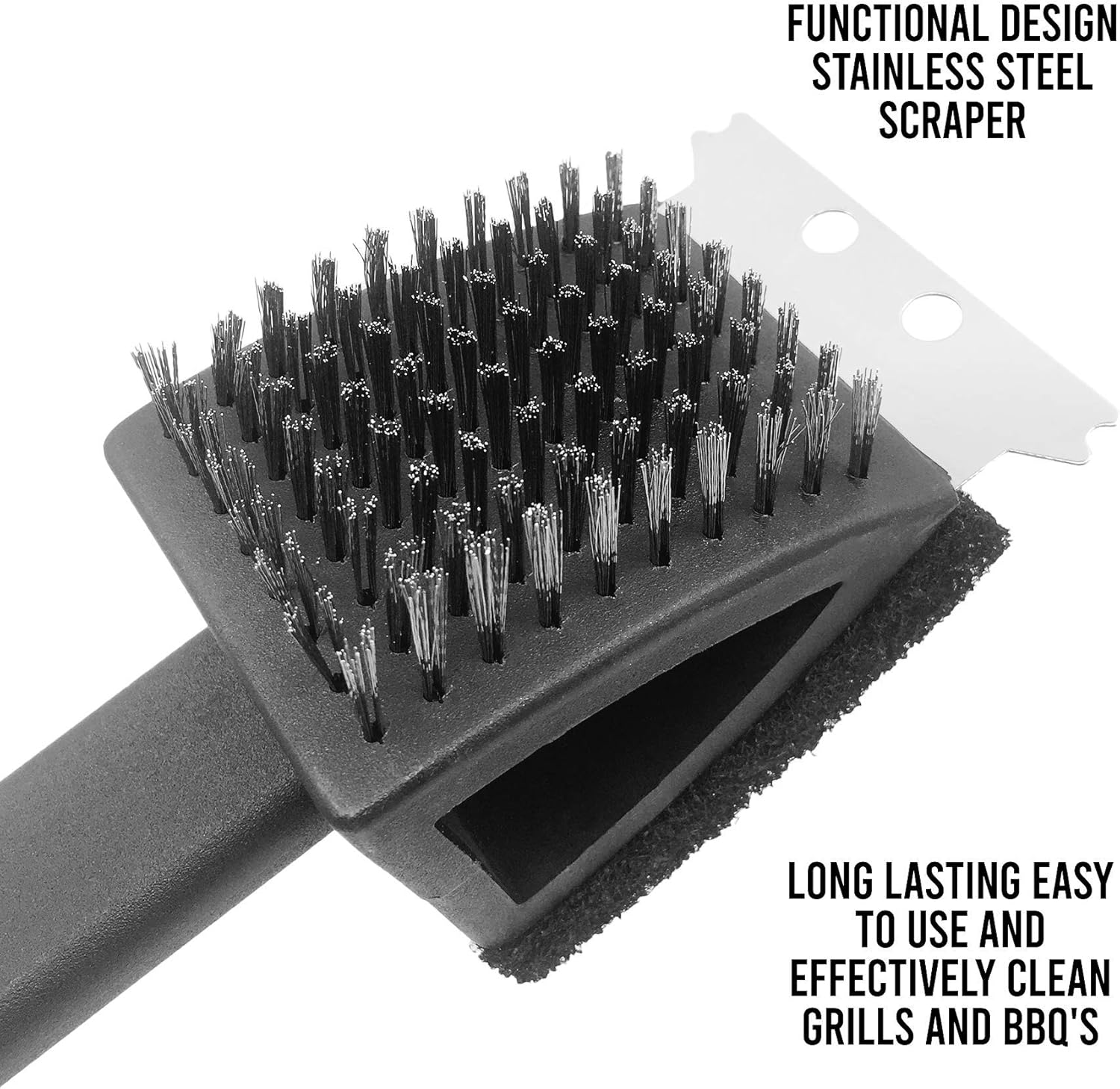 Cepillo para parrilla de barbacoa de acero inoxidable, herramienta fácil de limpiar, universal 3 en 1, cepillo premium