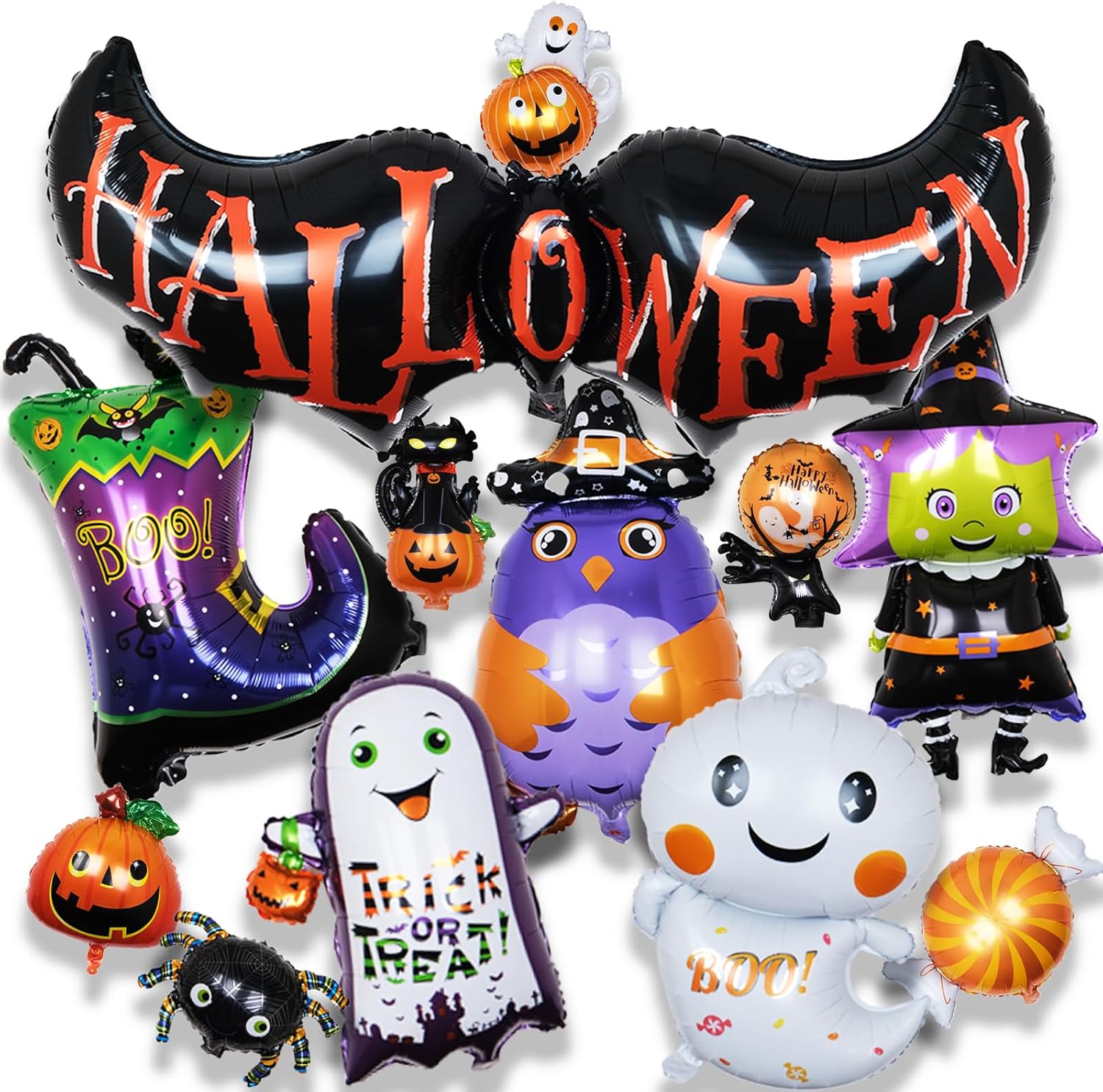 14 globos de aluminio de Halloween para decoración de fiesta de Halloween Mylar