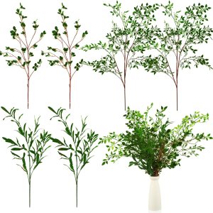 6 unidades de 43 pulgadas de hojas de plantas artificiales, incluyendo Nandina Domestica de vegetación sintética, ramas de ficus artificiales 6 unidades de 43 pulgadas de hojas de plantas artificiales, incluyendo Nandina Domestica de vegetación sintética, ramas de ficus artificiales
