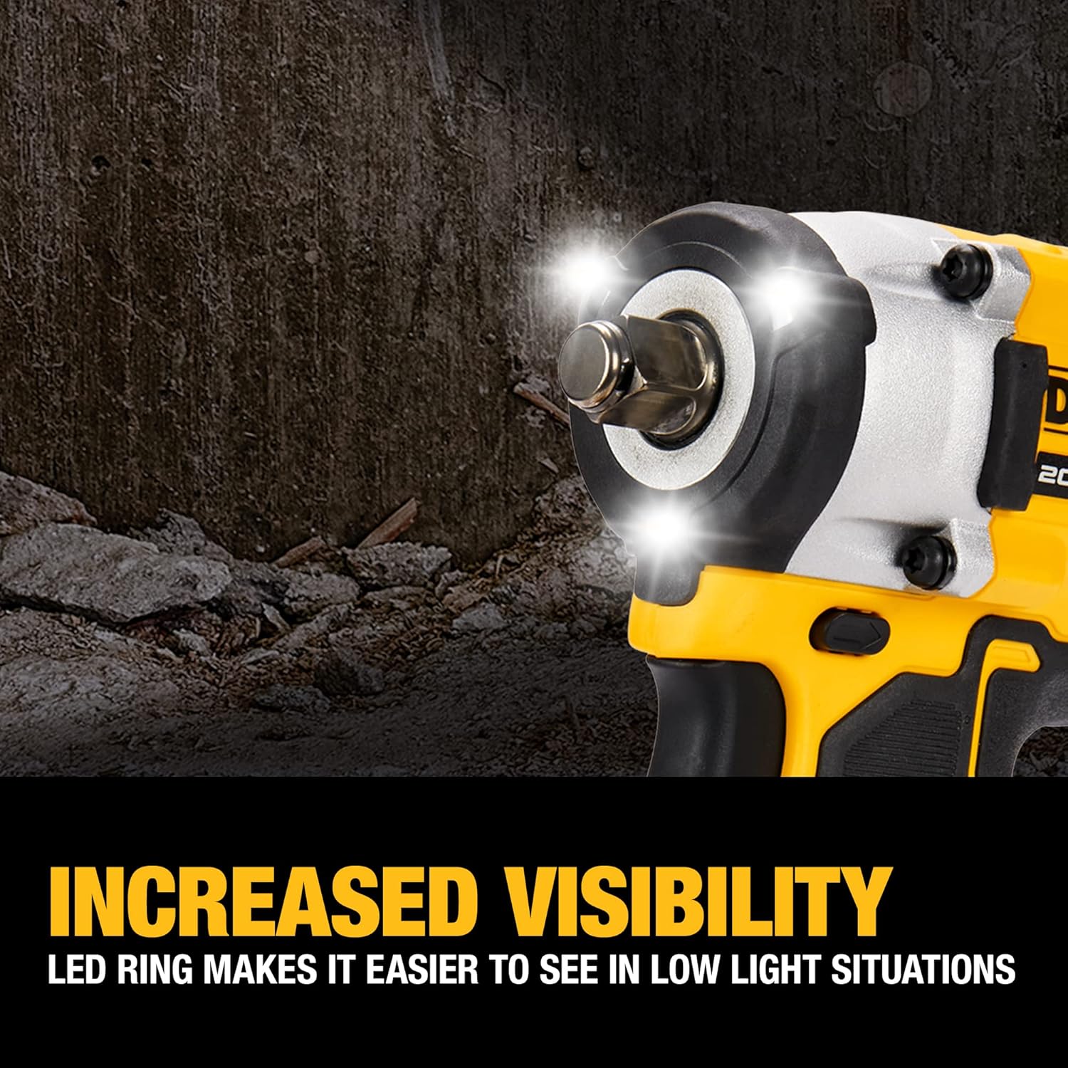 DEWALT ATOMIC 20V MAX* 12 pulg. Llave de impacto inalámbrica con yunque de anillo de cerdo (solo herramienta) (DCF921B)