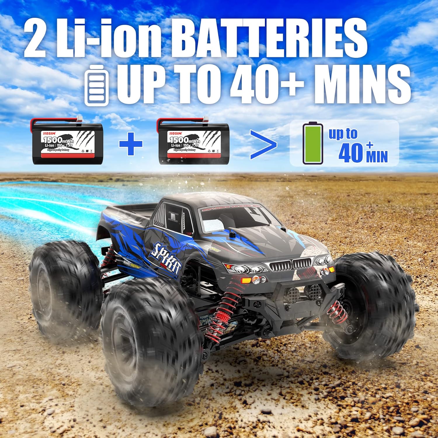 Hosim 116 RC Car 36+KMH, 116 Rc Monster Trucks para adultos 52+KMH de alta velocidad 4X4 todos los terrenos impermeable todoterreno grado afición
