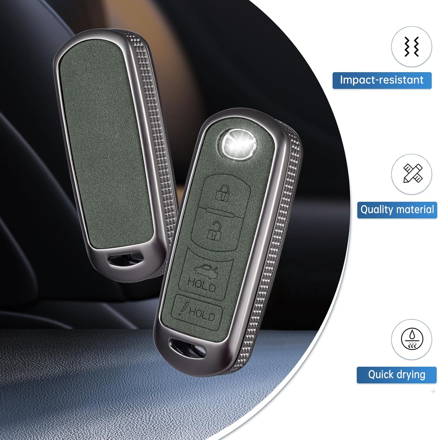 YO&YOYE Compatible con funda para llavero Mazda con llavero, Model2-verde