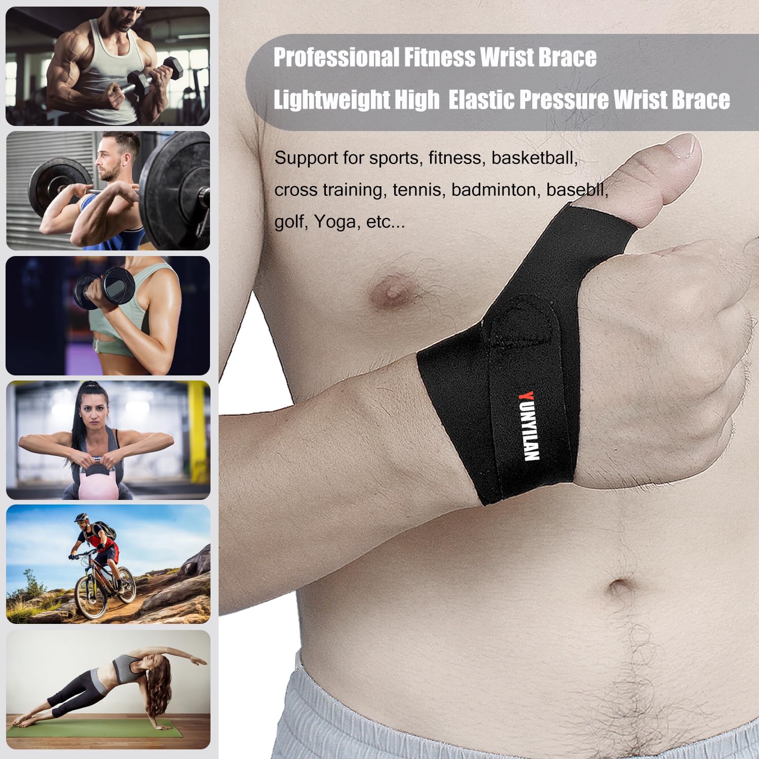Muñequera ultrafina y correa de compresión para artritis del pulgar, soporte ajustable para túnel carpiano para hombres y mujeres, cómodo túnel