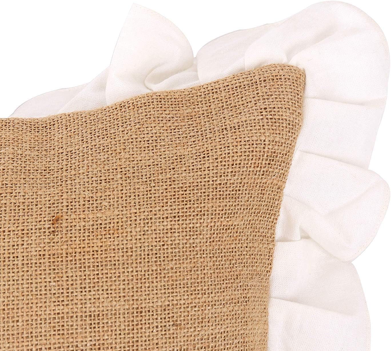 Funda de almohada de yute (volantes, estilo rústico, 20 x 20 pulgadas, paquete de 1)