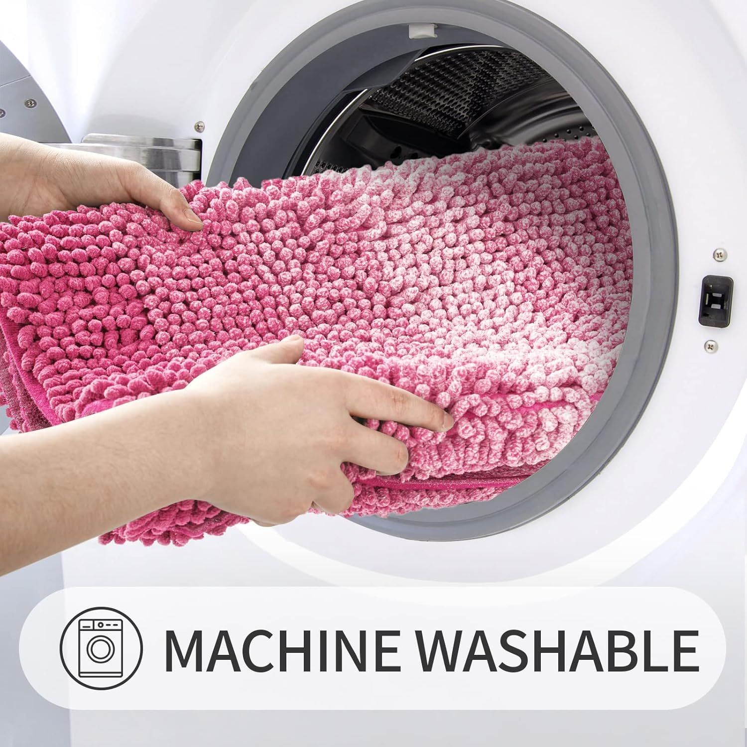 Gibelle Tapetes de baño rosados, tapetes de baño de felpilla de lujo, tapetes pequeños antideslizantes para ducha y baño, lavables a máquina, de