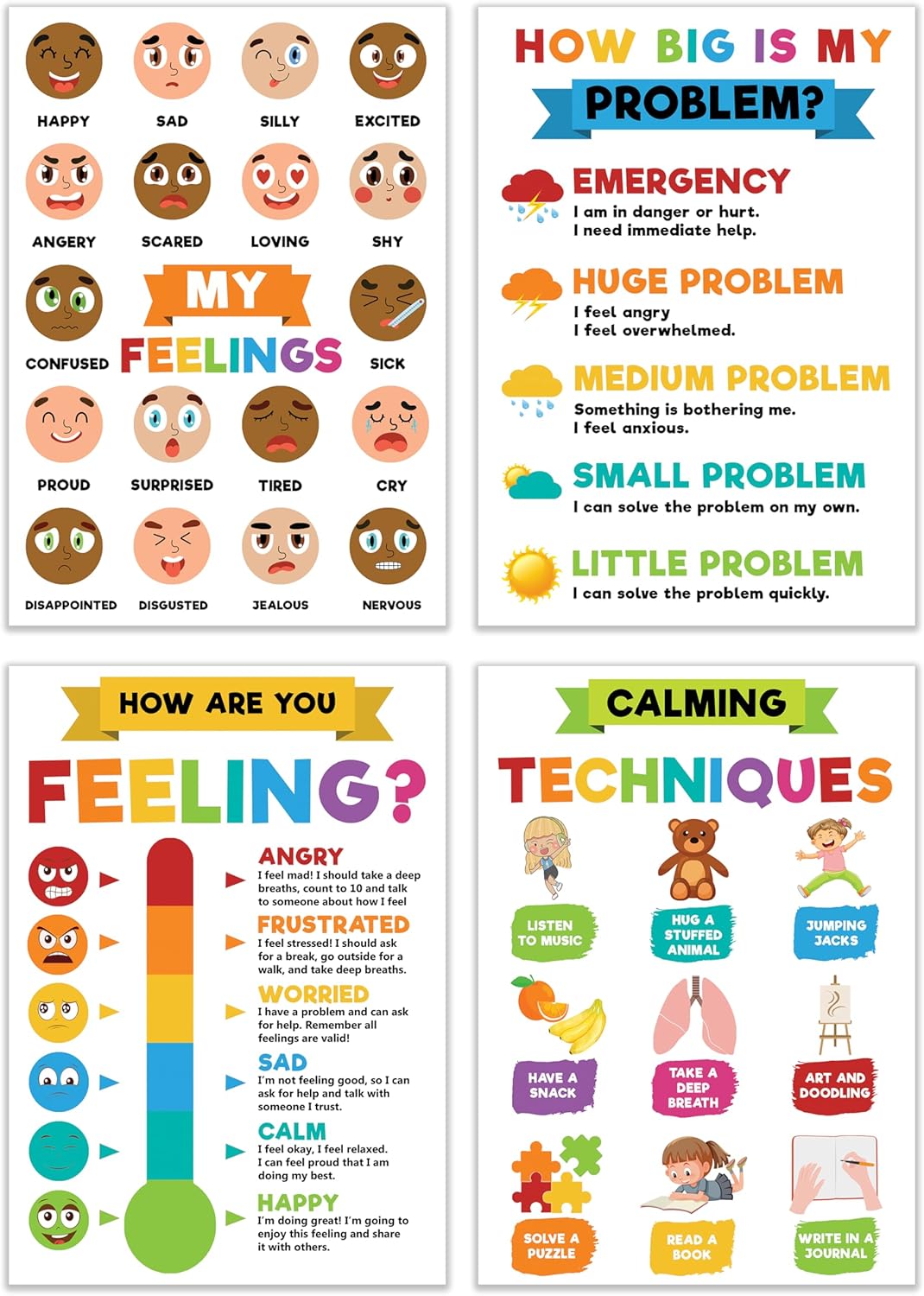 14 pósteres relajantes de esquina para el aula, carteles de salud mental, decoración de oficina, suministros de esquina para calmar las habilidades